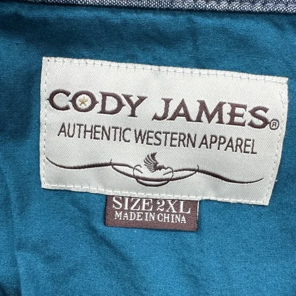 Cody James Western Pearl Snap Shirt 2XL Blue Long Sleeve Cowboy Aztec Mens - Picture 4 of 10